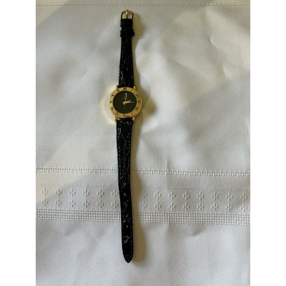 Gucci Diamond 3000L Gold PL Black Leather women watch Vintage - Picture 15 of 16